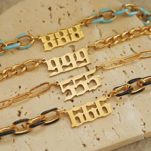 Nummer Gliederkette Armband - Nummer Engel Armband - Schutz Glücksnummer Armband - Engel Nummer Schmuck - Wasserdicht - Geschenk für Sie