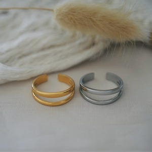 Double Band Ring - Minimalist Simple Rings - Waterproof - Tarnish Free - Double Layer Open Rings - Stainless Steel Ring - Stackable Rings