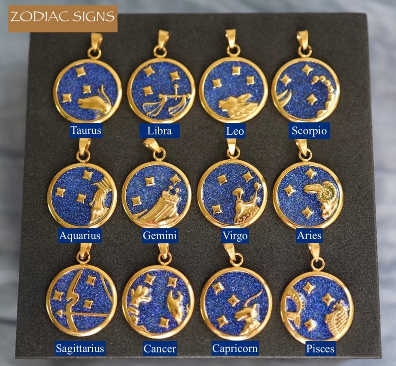 Zodiac Sign Pendant Necklace Constellation Zodiac Necklace Birth Month