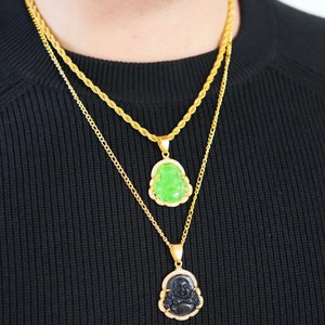 Gold Buddha Necklace , Men&#39;s Buddha Pendant Necklace , Men&#39;s Waterproof Necklace , Buddhism , Religious Necklace , Stainless Steel Necklace