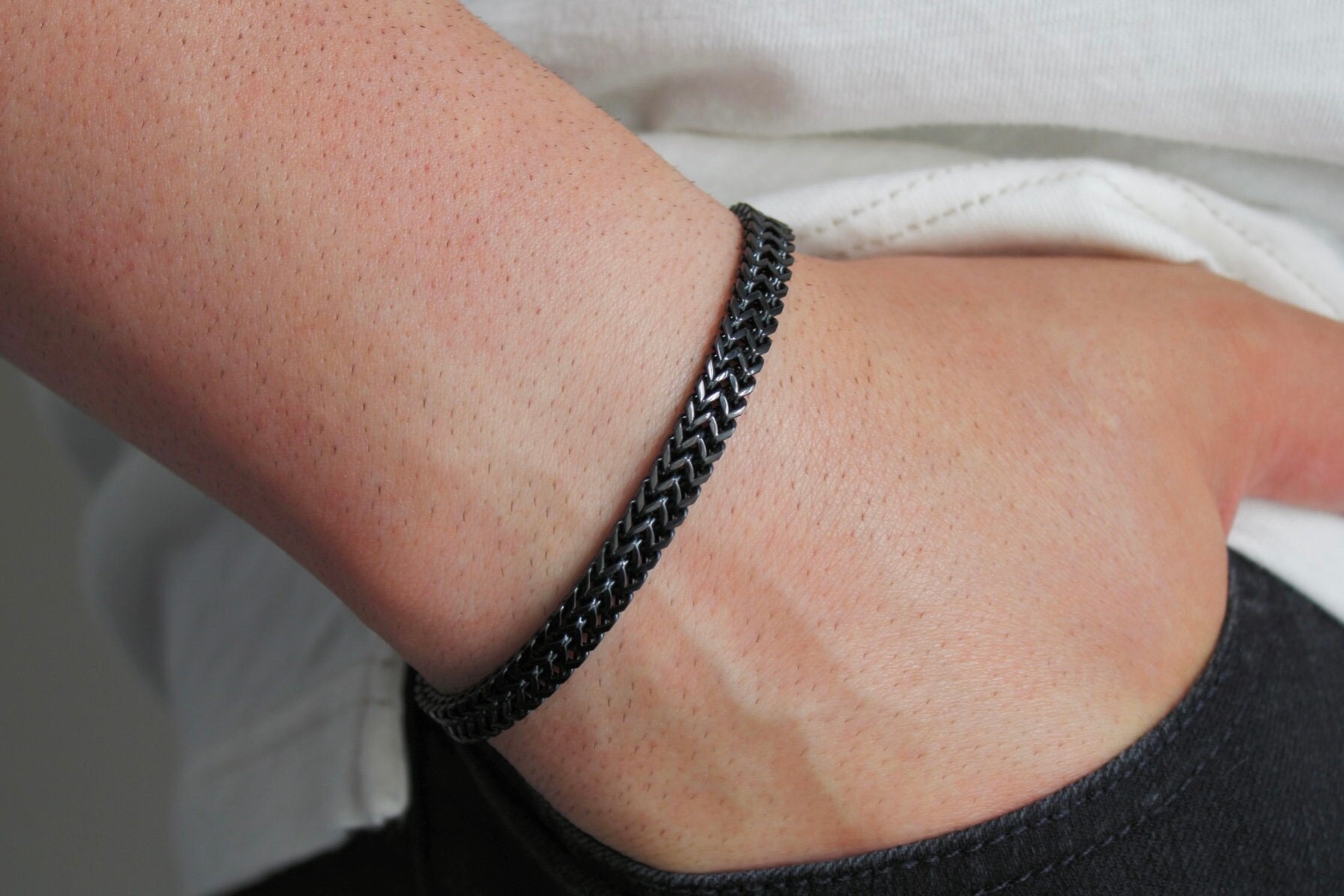 Thick Black Bracelet Etsy
