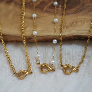 Minimalist Knot Necklace - Sideway Infinity Knot Necklace - Layering Necklace - Dainty Love Knot Necklace - Stainless Steel - Gift For Her