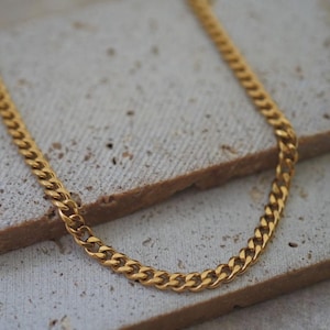 Gold Cuban Link Chain Necklace - 6mm Cuban Link Chain - Stainless Steel - Waterproof - Layering Necklace - Gold Miami Cuban Chain Necklace