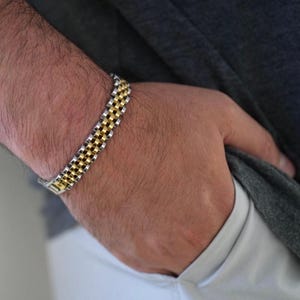 Men&#39;s Two Tone Watch Bracelet . Men&#39;s Watch Bracelet . Stainless Steel . Waterproof . Men&#39;s Jewelry . Men&#39;s Bracelets . Gift For Him, Men