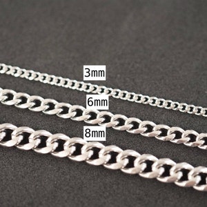 Men&#39;s Silver Cuban Chain Necklace . Men&#39;s Silver Necklace . Stainless Steel Chains . Men&#39;s Silver Curb Chain . Men&#39;s Jewelry . Gift For Him