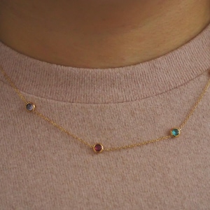 Dainty Multi Stone Necklace - Colorful Cubic Zirconia Necklace - Birthstone Necklace - Multi Color Gemstone Beaded Necklace - Gift For Her