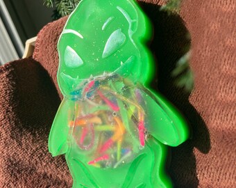 BOOgie Novelty Handmade Soap, Neon Spooky Glow in the Dark Nightmare Green, Large Bar, Rare, Unique, October Halloween Goth