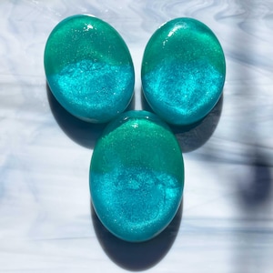 Mountain Rain Handmade Glycerin Soap Bars Pretty Gentle Guest Gift Fresh Clean Scent Blue Bath Decor, Cruelty-free Vegan