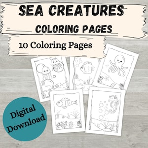 Under the Sea Coloring Pages Printable, Sea Creatures Coloring Pages, Ocean Coloring Pages, Sea Animals Coloring Book, PDF DIGITAL