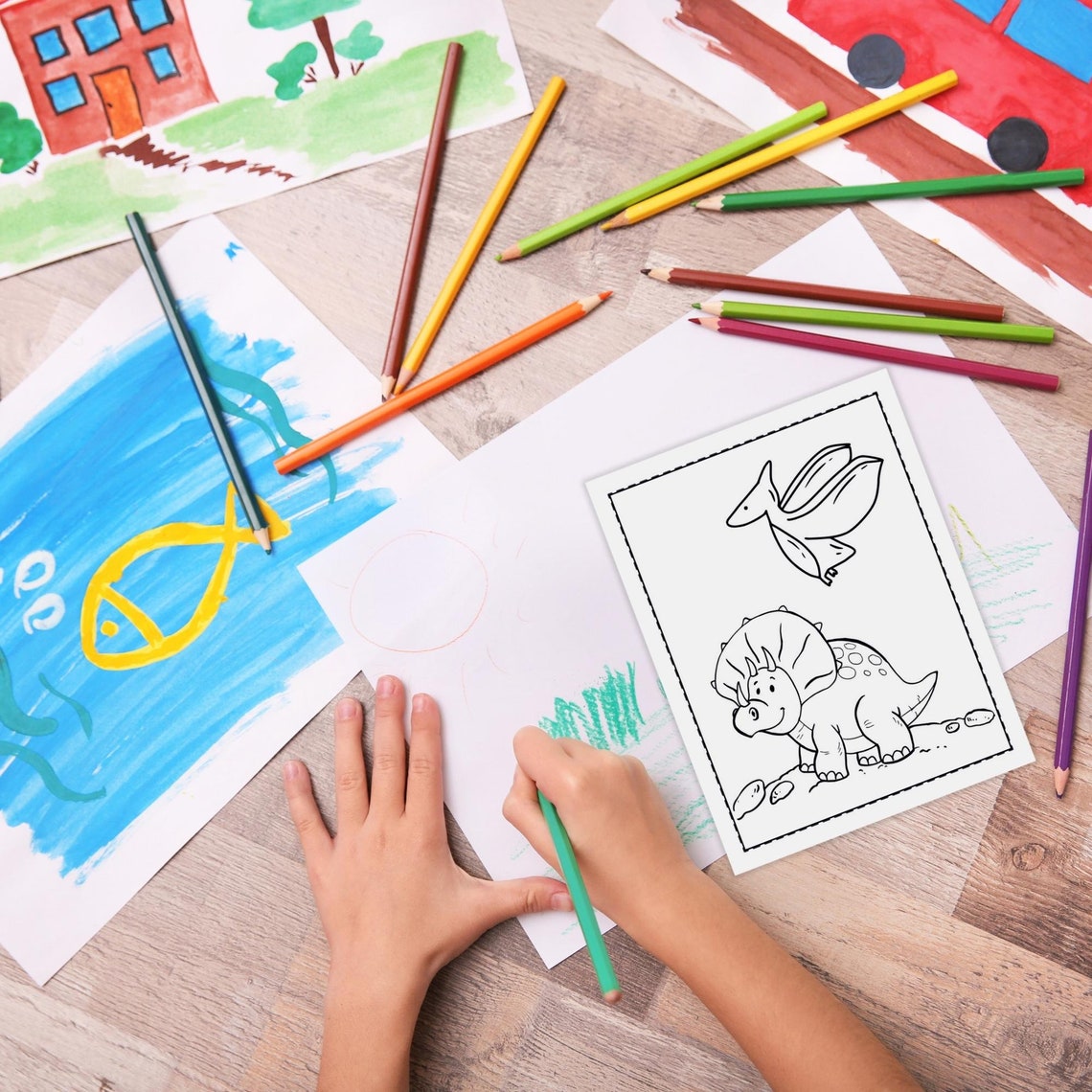 40 Happy Dinosaurs Coloring Pages Dinosaur Games and - Etsy