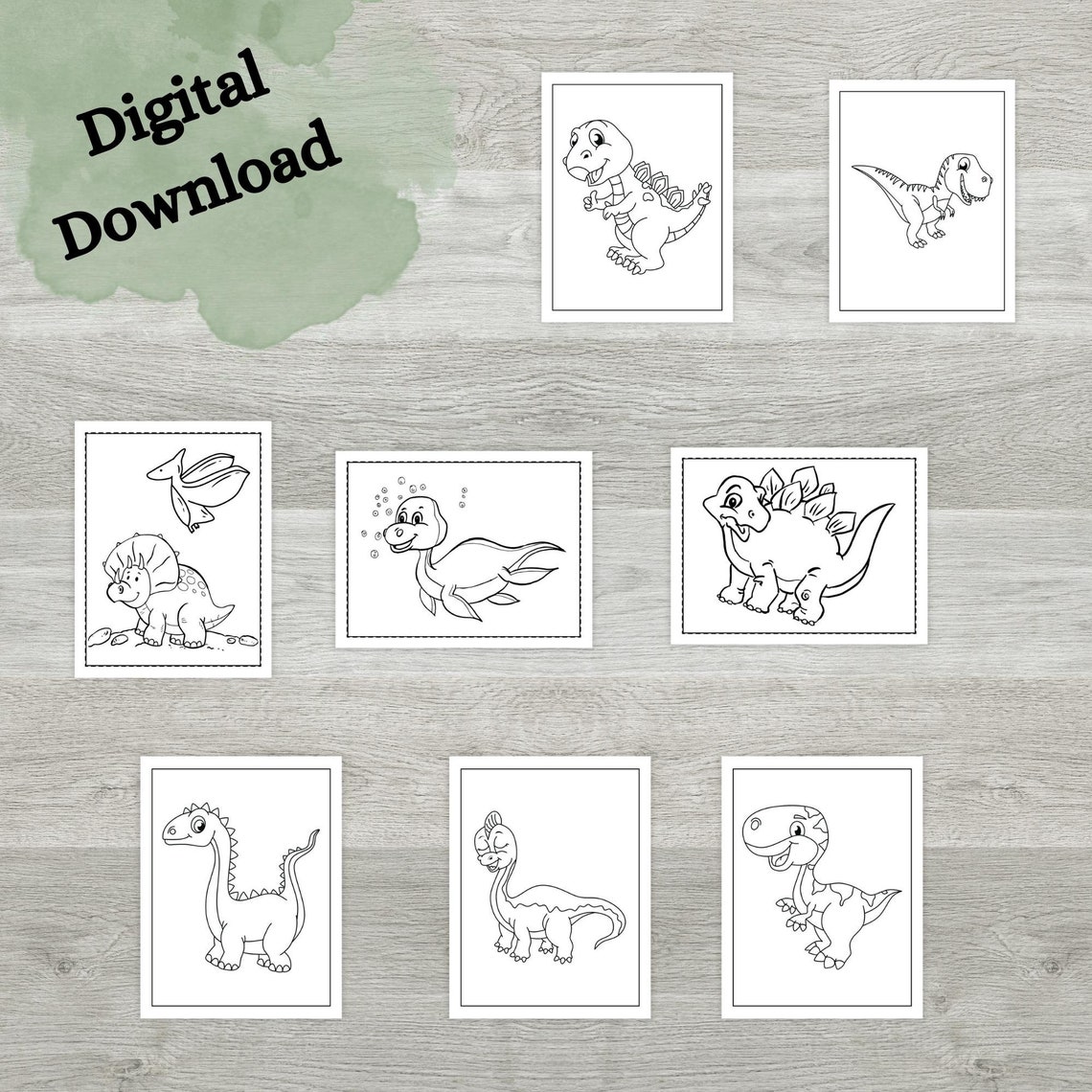 40 Happy Dinosaurs Coloring Pages Dinosaur Games and Etsy