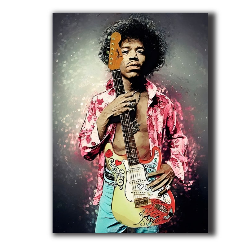 Jimi Hendrix Hand Drawn Modern Wall Art, Apartment Wall Decor