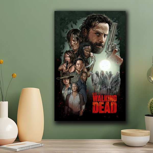 Hand Drawn wall art canvas poster, Walking Dead movie wall art, custom gift, modern wall art, bedroom wall decor living room modern wall art