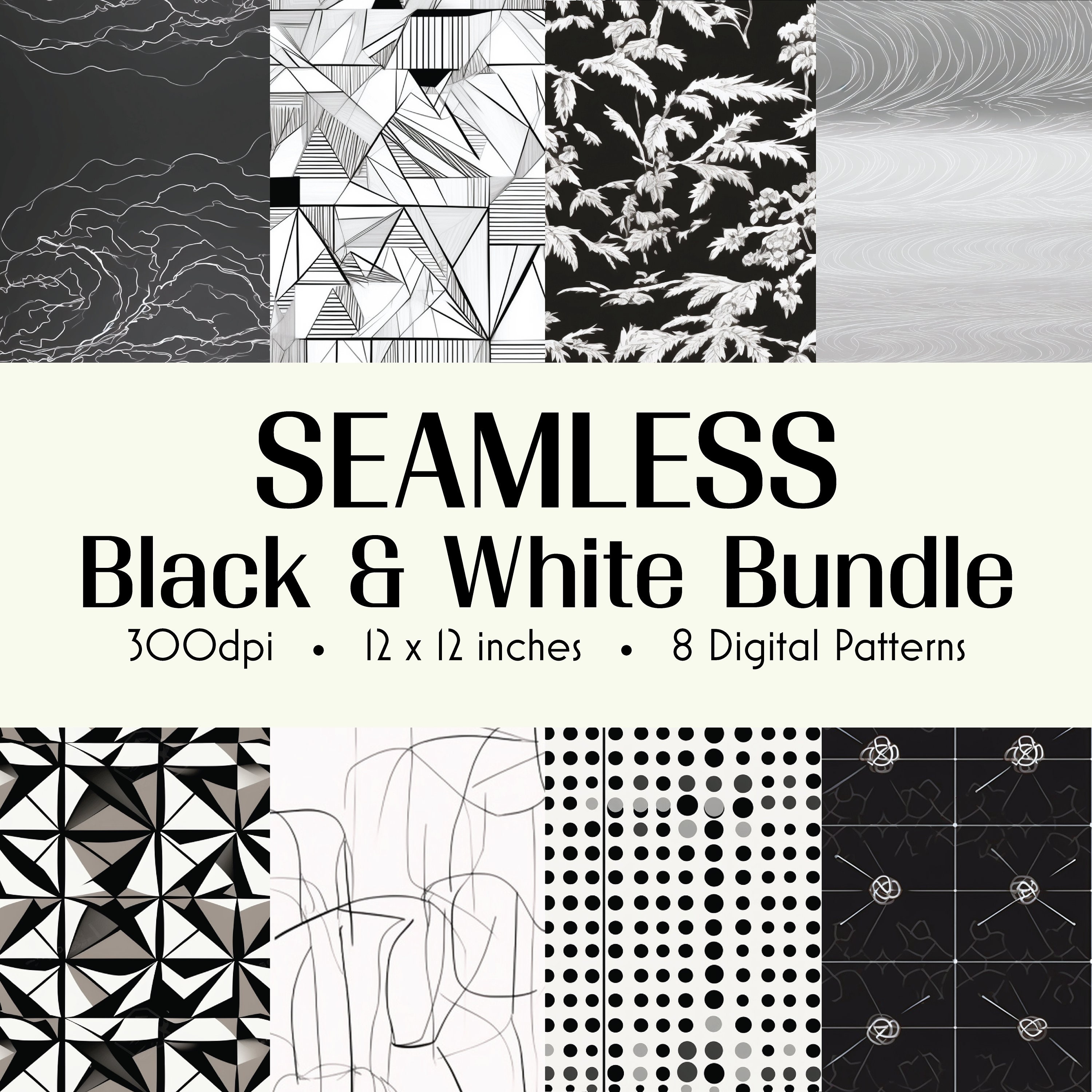 Black and White Digital Paper Pack - Black and White Backgrounds ...