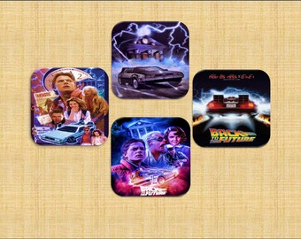 Back To The Future Inspired coasters, Michael J Fox, Christopher Lloyd,  Lea Thompson.