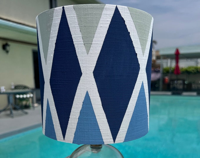 Silent Pool - Hand painted lampshade inspired by the graphic nature of pools across Los Angeles