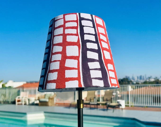 Get Him to the Greek! Hand Painted Lampshade with Farrow and Ball Paint. Inspired by the Greek Theater here in Los Feliz, Los Angeles.