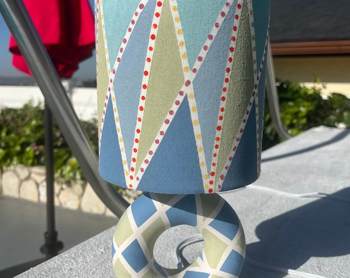 Springtime in Los Angeles - Pools and Flowers and Donuts! Hand Painted lamp inspired by Spring in LA. Made with Farrow&Ball paint!