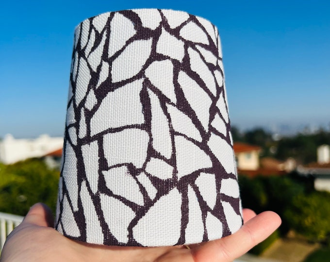 Fragments sconce shade. Hand painted with a design that celebrates the dense air of Los Angeles. Painted with Farrow&Ball paint.