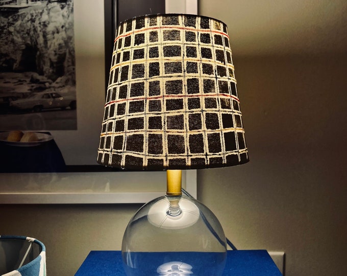 Mad for Plaid Hand Painted Lampshade and Base.  Inspired by being an east coaster in Los Angeles where plaid is NOT king.