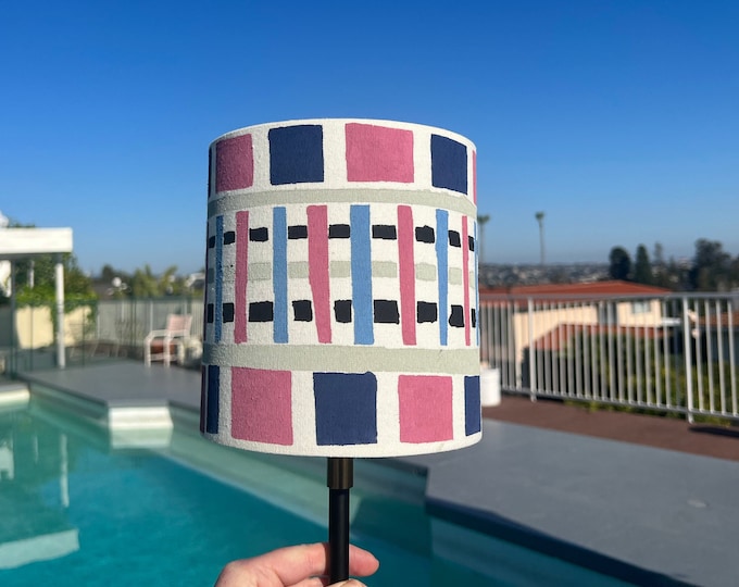 Pool Days LA - Hand Painted Lampshade - Design based on the hot pool days in Los Angeles.