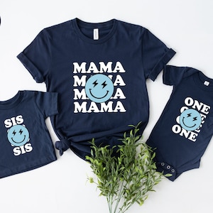 Distressed Blue Smile Family Birthday Tee: Custom Matching Shirts