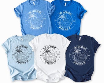 Personalized Hawaii Family Vacation Shirt, Honolulu Trip Shirt, Matching Family Beach Tee, Custom Island Travel Shirt, Tropical Gift