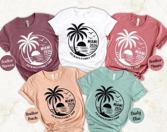 Personalized Miami Family Vacation Shirt, Custom Beach Trip Tee, Matching Florida Vacation Shirts, Tropical Travel Gift, Miami 2026 Outfit