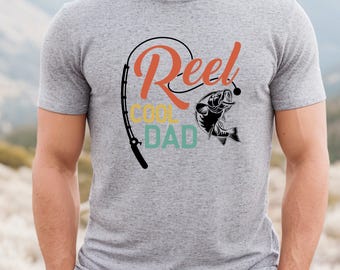 Retro Reel Cool Dad T-Shirt, Funny Father's Day Gift for Fisherman Dad, Fishing Dad Shirt Design Tee, Outdoor Fishing Dad Shirt