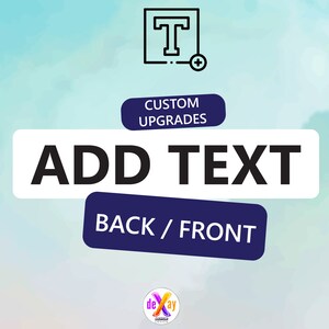 Add FRONT text or BACK text on Shirt, Add-on Item Customize, Add a Name, Short Phrase, Hashtag, Short Saying