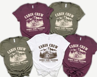 Cabin Crew Family Vacation Shirt, Custom Mountain Cabin Tee, Personalized Matching Reunion Tops, Rustic Lodge Trip T-Shirt, Camping Gift