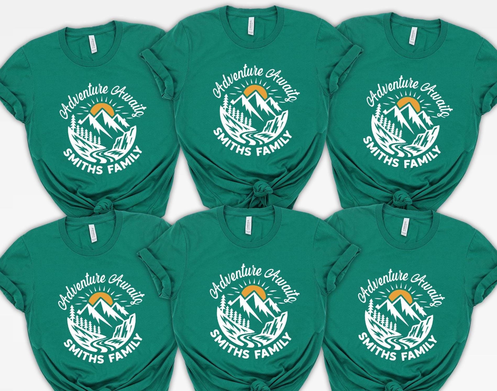 Adventure Awaits Family Shirts, Custom Mountain Trip Tees, Personalized Hiking and Camping Group Shirts, Smiths Family Outdoor Vacation