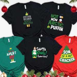 Buddy The Elf Christmas Shirts, Funny Holiday Quote Tee, Elf Movie Inspired Family Tops, Santa OMG Cotton Headed Christmas Tee