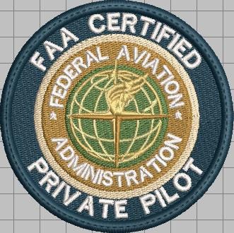 FAA Certified Private Pilot Embroidery Design File