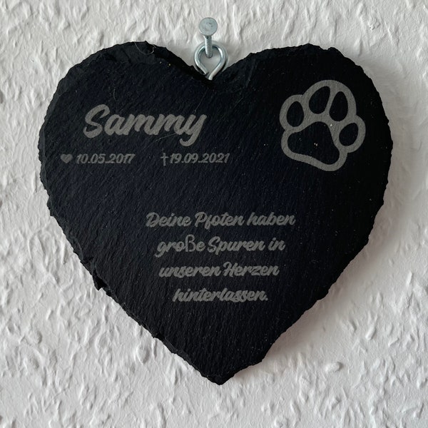 Commemoration Dog Pet Personalized with your desired name died Remembrance Mourning Keepsake Grave Decoration Tombstone Slate Heart