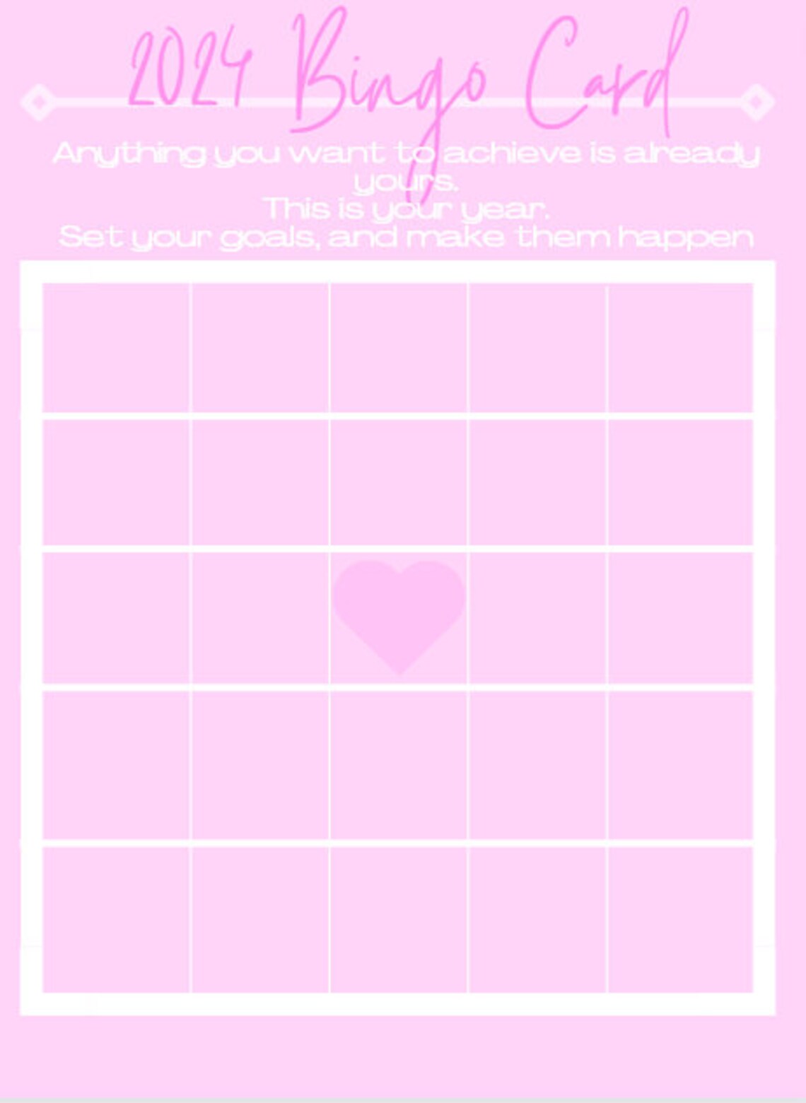 2024 Goal Setting Bingo Card - Etsy