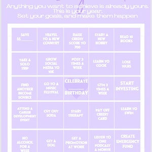 2024 Goal Setting Bingo Card - Etsy