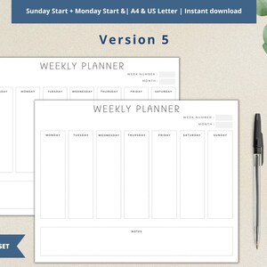 Weekly Planner Printable Fillable Editable Minimalist Weekly Schedule ...