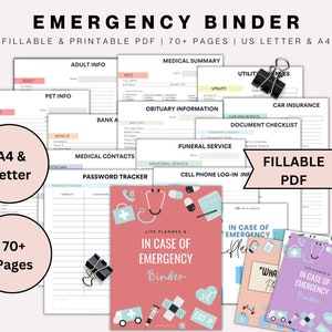 Fillable Emergency Binder Printable End of Life Planner What If Binder, Emergency Planner, Family Planner, Life Binder, Household Binder