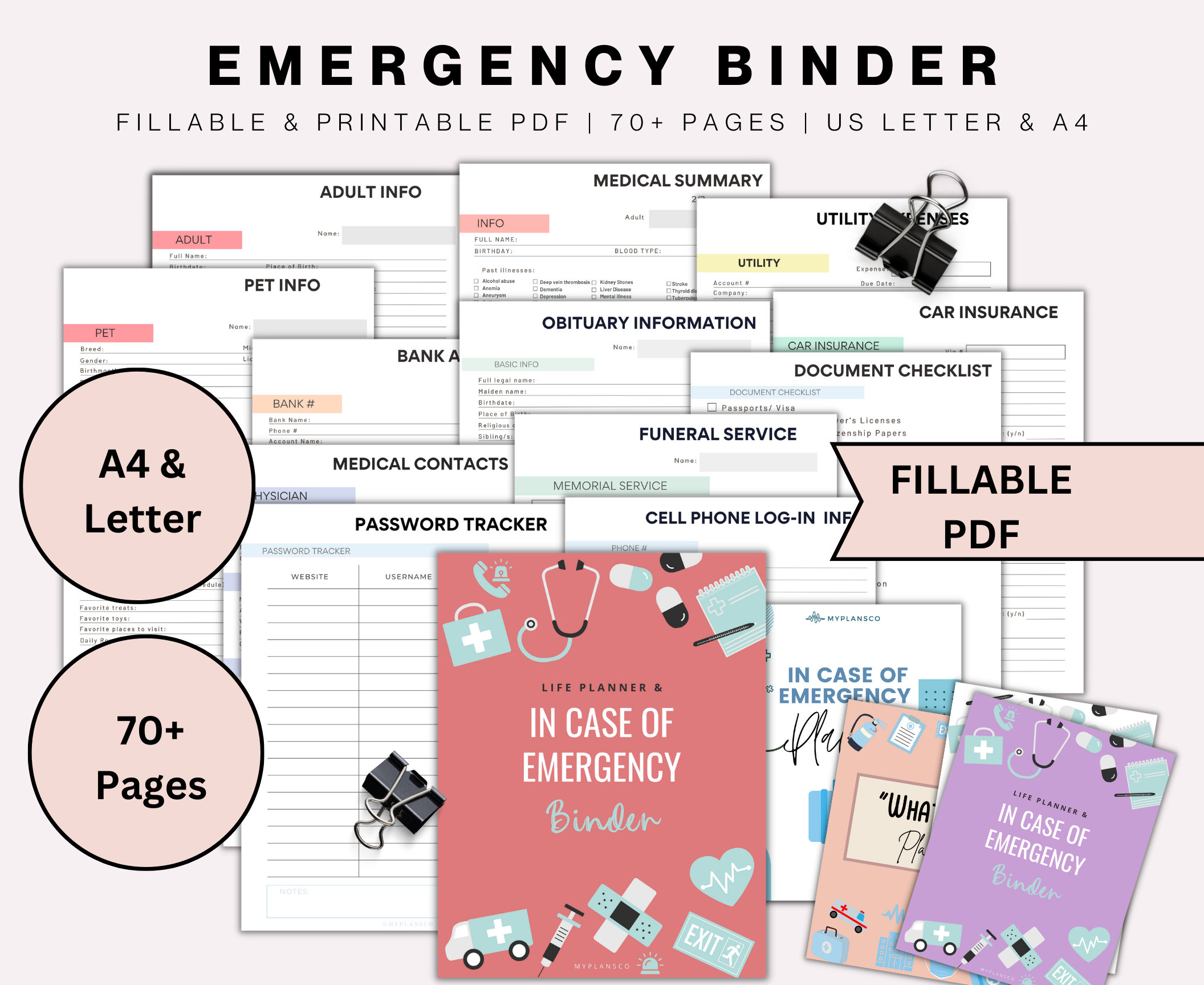 Fillable Emergency Binder Printable End of Life Planner What If Binder ...