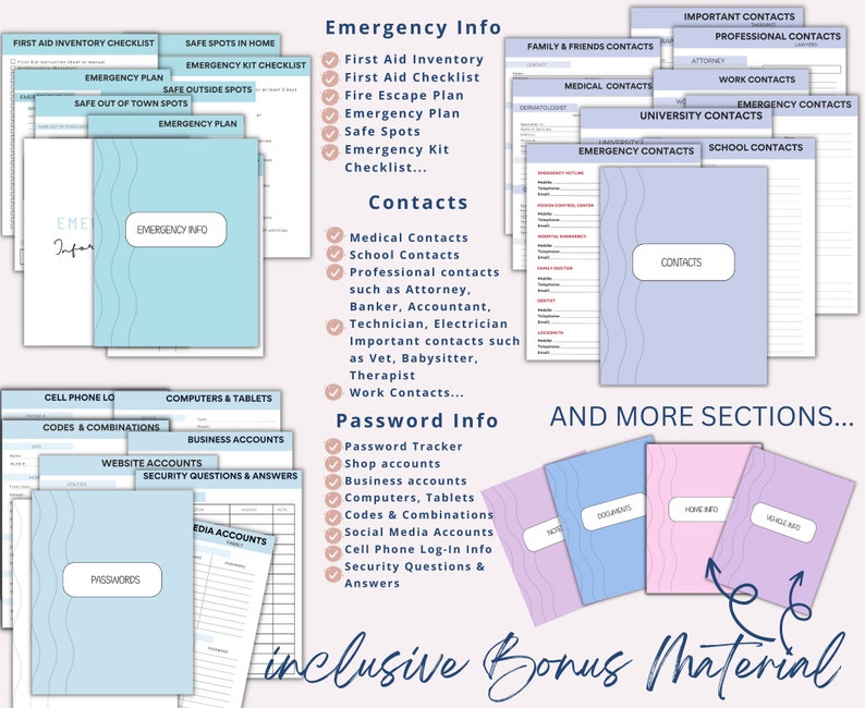 Emergency Binder Planner Fillable Printable PDF, Life Binder, What If Binder, Just In Case of Emergency Planner,Medical Binder Life Planner image 8