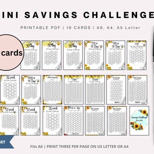 A6 Mini Savings Challenge Printable, Savings Challenge Bundle |  Monthly Money Savings Tracker| A6 Savings Challenge,Cash Budget Challenges