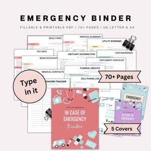 Fillable Emergency Binder Printable End of Life Planner Just in Case Binder, Emergency Planner, Family Planner, Life Binder Household Binder
