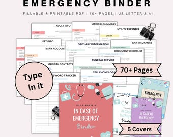 Fillable Emergency Binder Printable End of Life Planner Just in Case Binder, Emergency Planner, Family Planner, Life Binder Household Binder