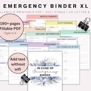 Editable Emergency Binder, Just In Case Binder, Emergency Planner, End of Life Planner, Estate Planning, Important Documents, Last wishes
