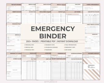 Emergency planner, Printable End of life planner, Just in case of Emergency, Ultimate Life planner, funeral planner, Family Planner