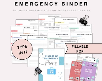 Editable In Case of Emergency Planner Printable Emergency Binder, End of Life Planner, If I die Binder, Will, After death, Family Emergency