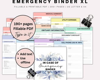 Editable Emergency Binder, Just In Case Binder, Emergency Planner, End of Life Planner, Estate Planning, Important Documents, Last wishes