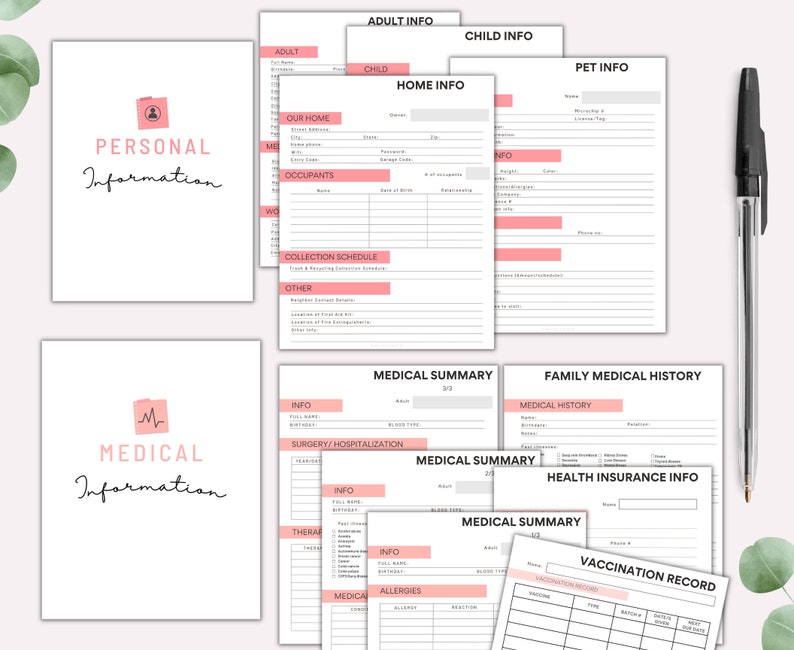 Fillable Emergency Binder Printable End of Life Planner What If Binder ...