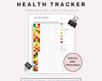 Health Tracker A5 A4 Letter Printable Mental Health Tracker Depression Tracker Log Mood Tracker  Medical Tracker Health Log Health Journal